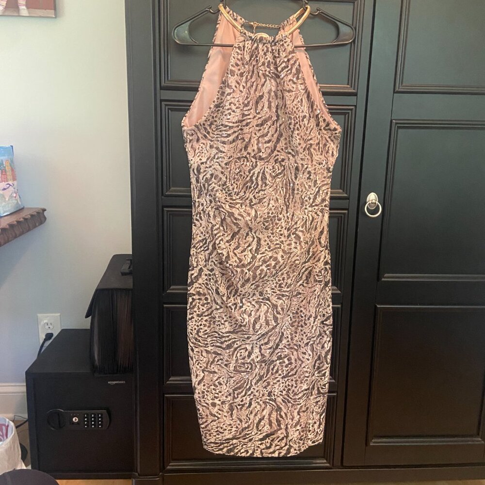 XSCAPE Animal Print with Sequins Cocktail Dress - Sz. 10 - MINT CONDITION
